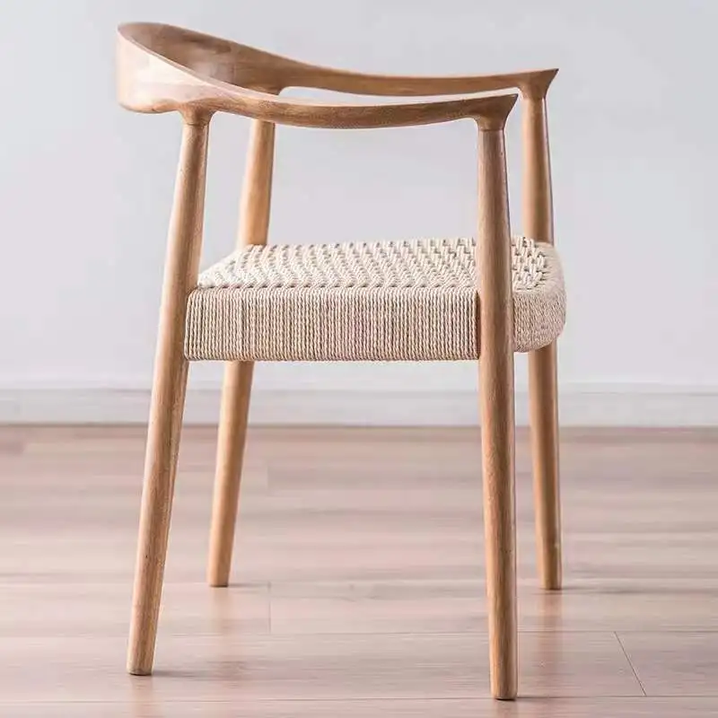 Good Design wishbone solid ash president dining wood restaurant chair with braided rope seat