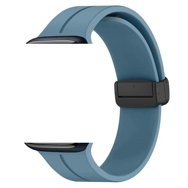 Magnetic Folding Buckle Silicone Straps for Apple Watch Band ultra 49mm 45mm 38mm