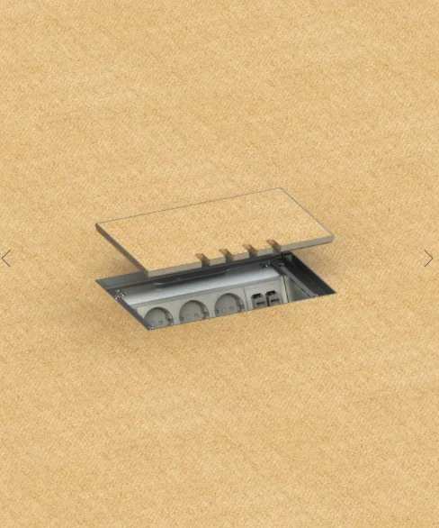 Australia recessed floor socket box with polished stainless steel cover square floor box 8 module