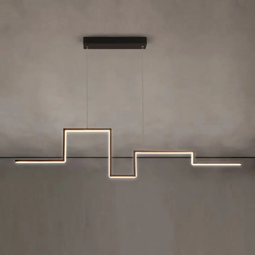 Nordic Style Simple Led Pendant Linear Lighting Living Dining Room Kitchen Bar Led Long Strip Chandelier
