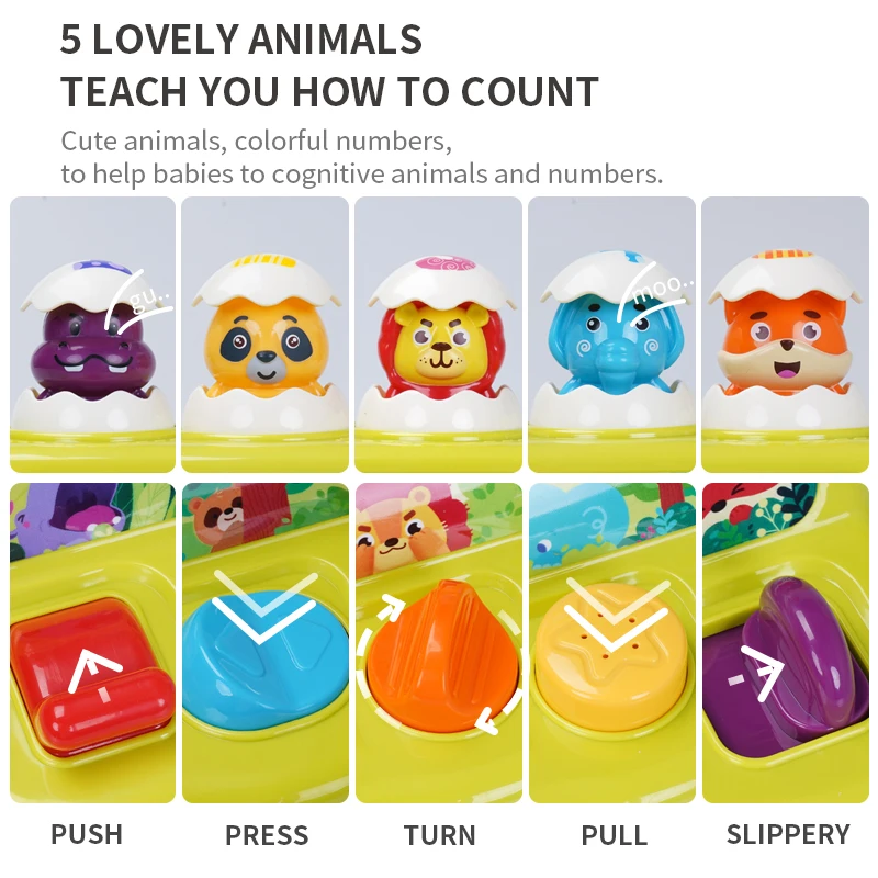 FiveStar Animal Cause and Effect Toy Musical Pop Up Game Plastic Toy with Music and Light for Boy and Girls Kids