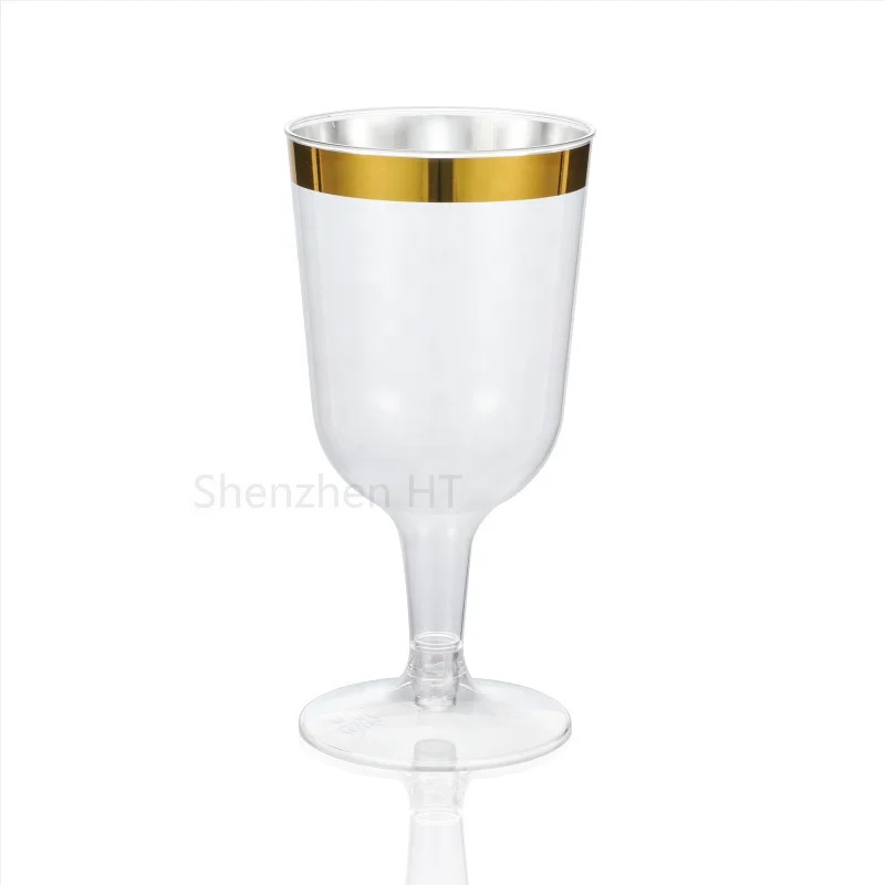 Hot Stamping Disposable Plastic Wine Glasses Elegant Disposable Party Cocktail Cups for Wine Drinking