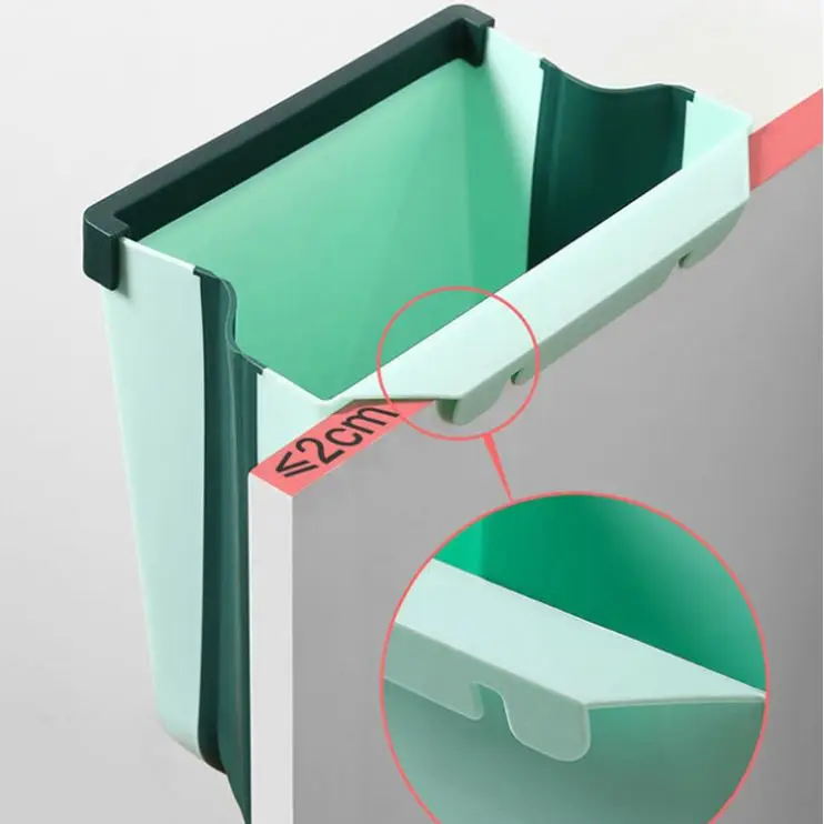 E1670 Under Sink Easy Clean Indoor Food Waste Compost Bucket Wall Mounted Foldable Trash Can Kitchen Foldable Plastic Waste Bins