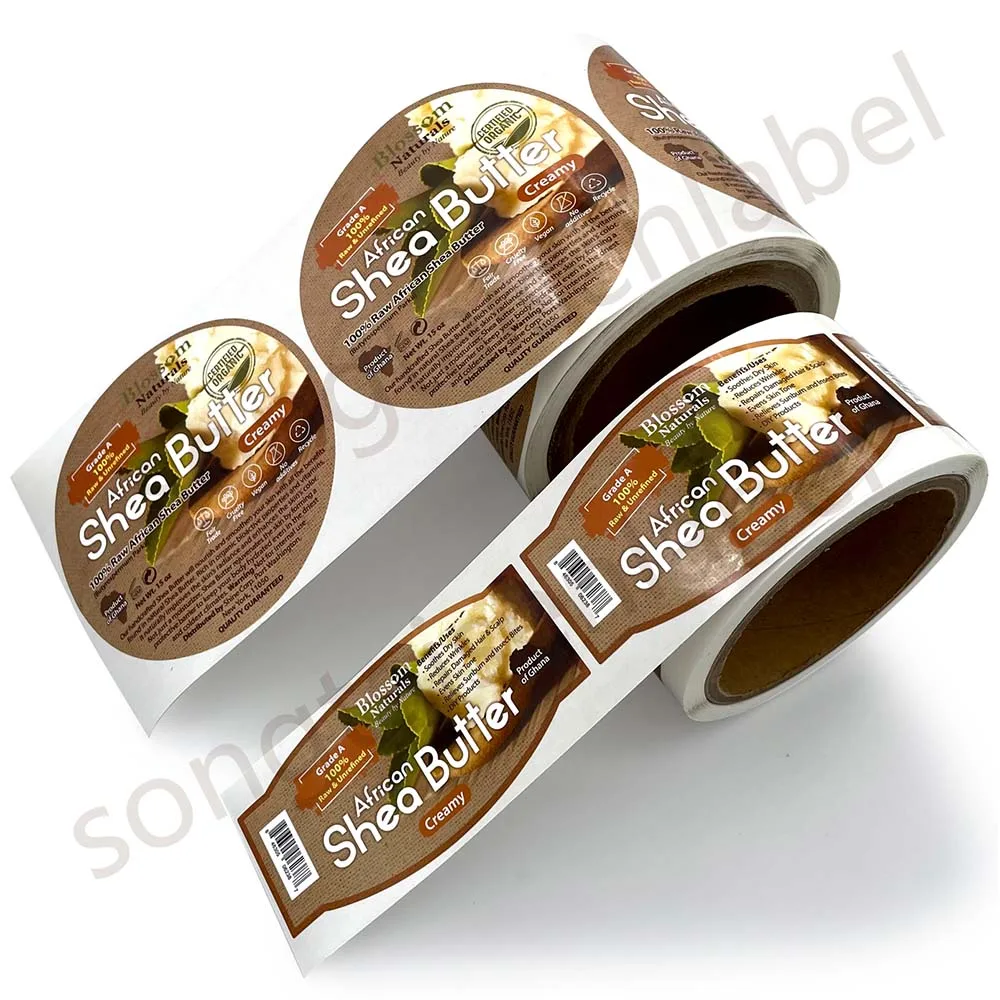 Customized Self Adhesive Packaging Roll Labels Vinyl Canned Frozen Food Label Stickers