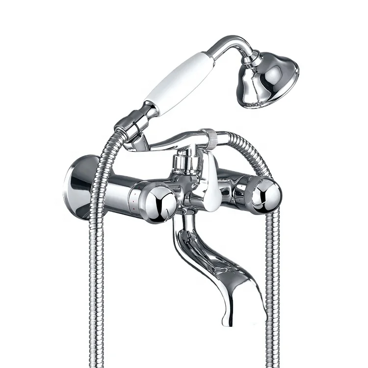 Classical Wall Mounted Bath Shower Mixer Faucet Zinc Handle Bathtub Taps Mixer Chromed