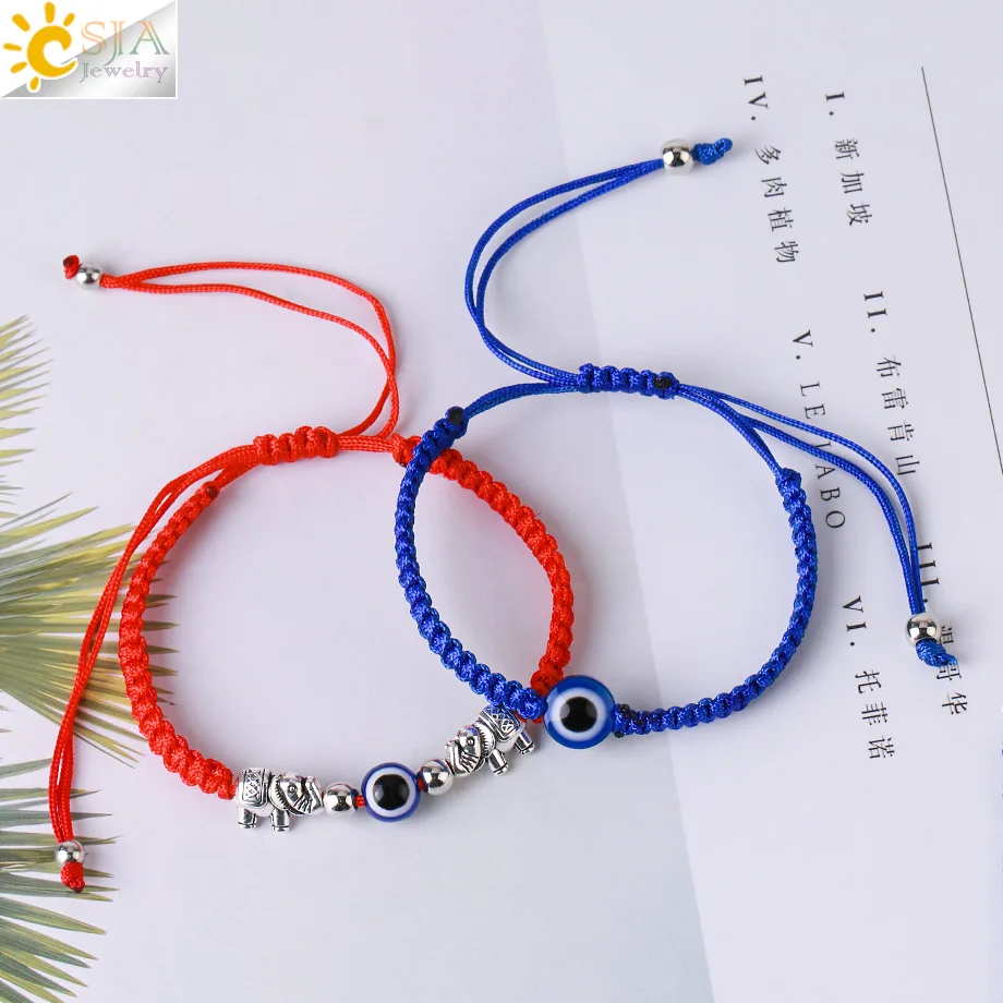 CSJA Wholesale Handmade Lucky Red String Hamsa Hand Charms Evil Eye Bead Friendship Bracelet S935