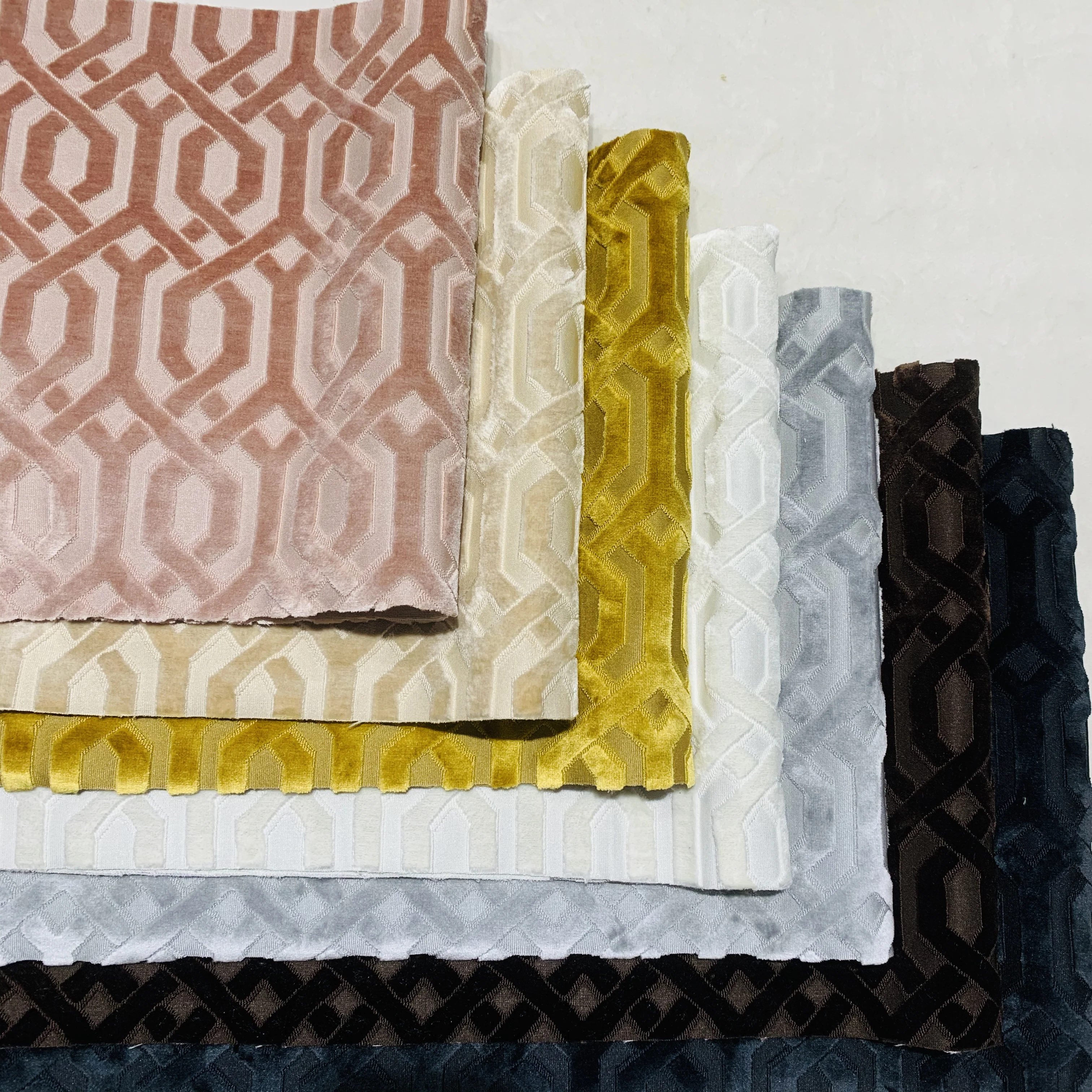 JES Jacquard Knitted 100% Polyester Velvet Sofa Chair Cushion Cover Fabric