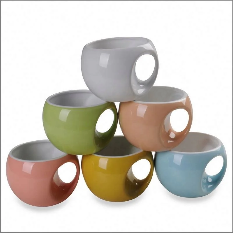 Modern Style Color Glazed Stoneware Mug Blue Ceramic Flower Mug With Spoon For Everyday Use Top Sale Yanxiang Ceramic