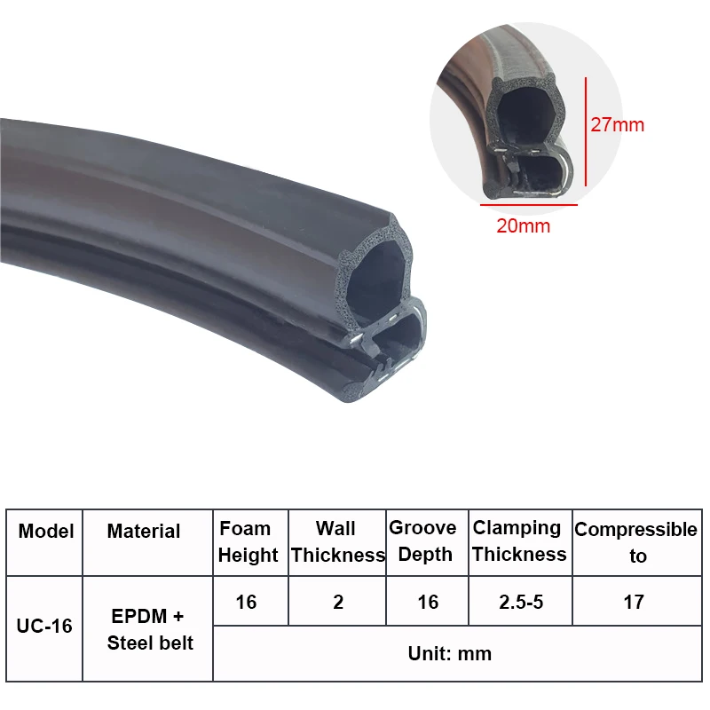Car Door Frame Anti-skid U Channel With Sponge Bulb Seal Strips