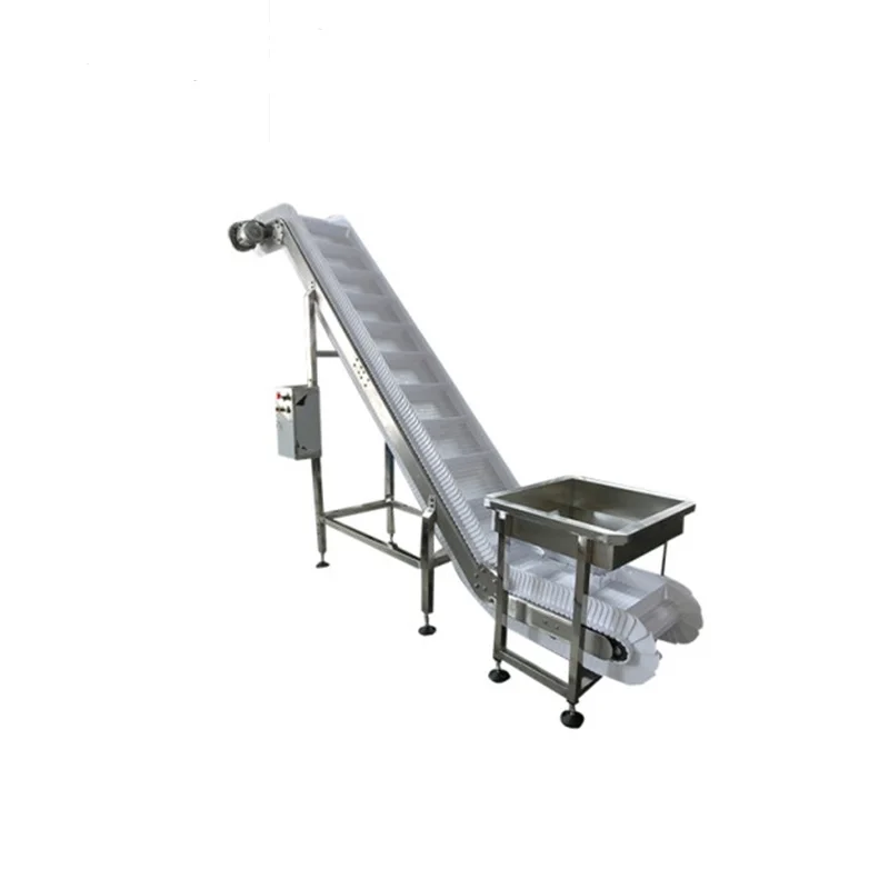 Z type modular belt inclined conveyor with cleats and side walls for food transfer