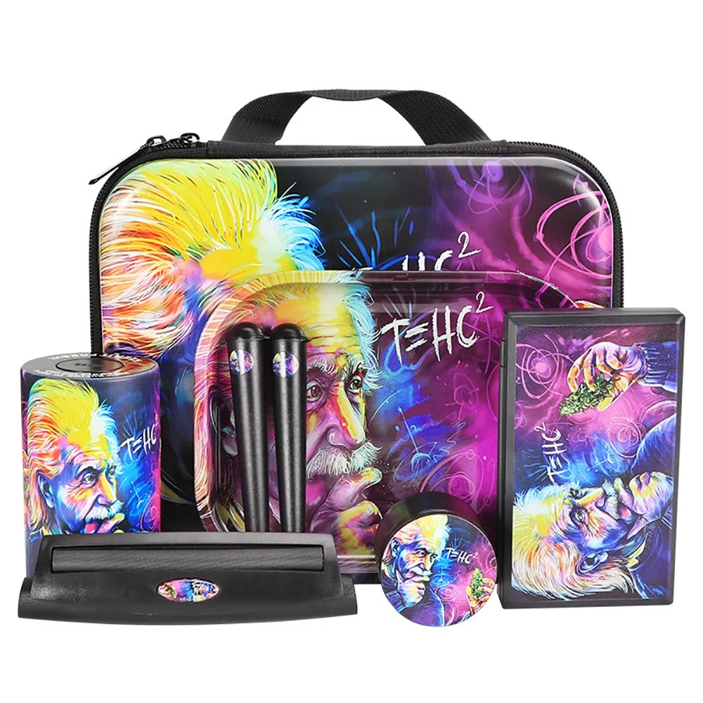 Portable Smoke Kit Rolling Cigarette Set With Metal Tray Smoking Box Accessories Sets