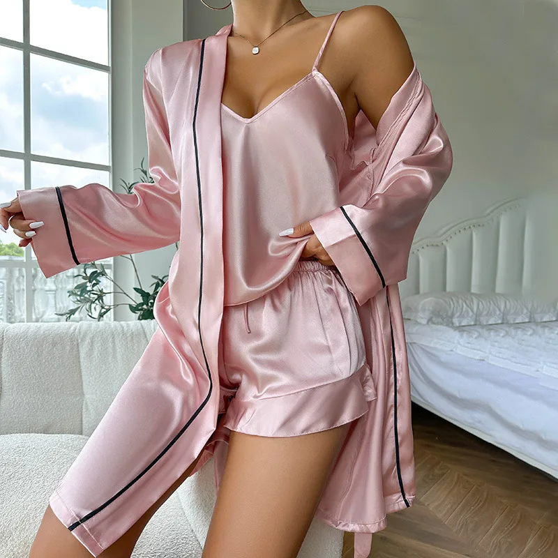 Tao Yao Yao Sexy Ladies Long Open Back Nightgown V Neck Adjustable Straps Braces Skirt Silk Pajamas
