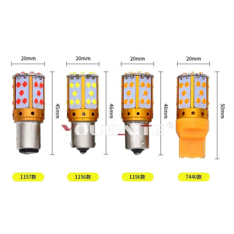 Golden aluminum Canbus 1156 3030 35SMD BA15S p21w 3156 T20 7440 Amber Red S25 P21W BAU15S  led turn signal bulb