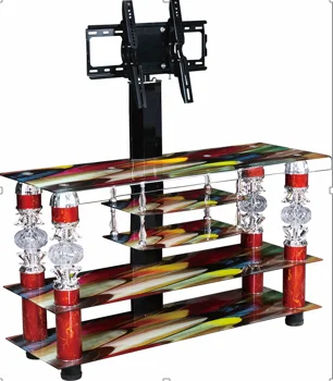 Adjustable Hot Bending 32-75 Inch Glass TV Stand Living Room Furniture Modern Contemporary 1 Set Home Furniture TV Cabinet