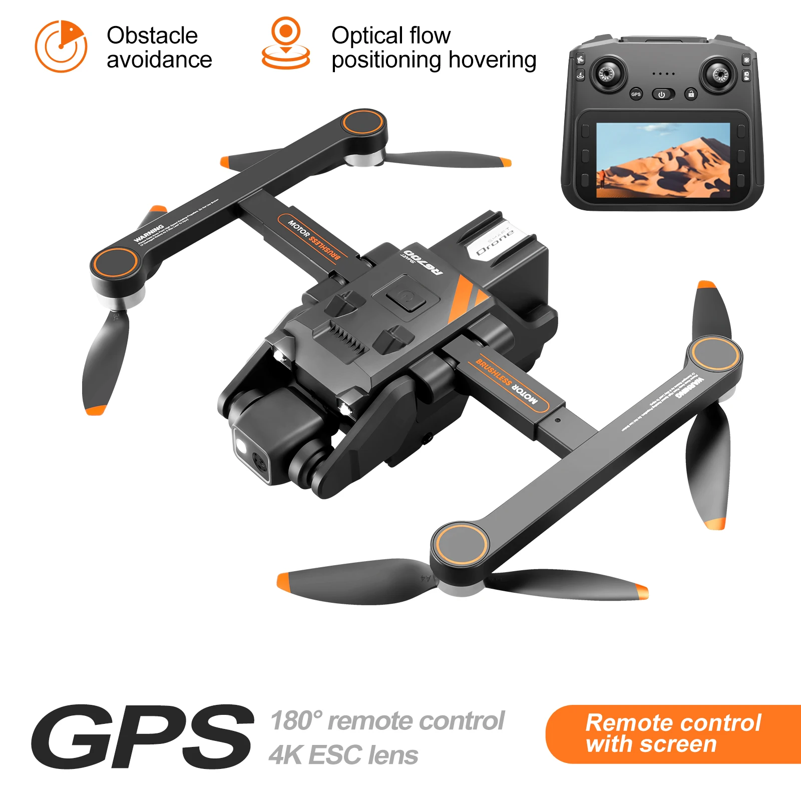 Quadcopter 4k professional with screen control aerial photography dual camera GPS return quadcopter brushless obstacle avoidance