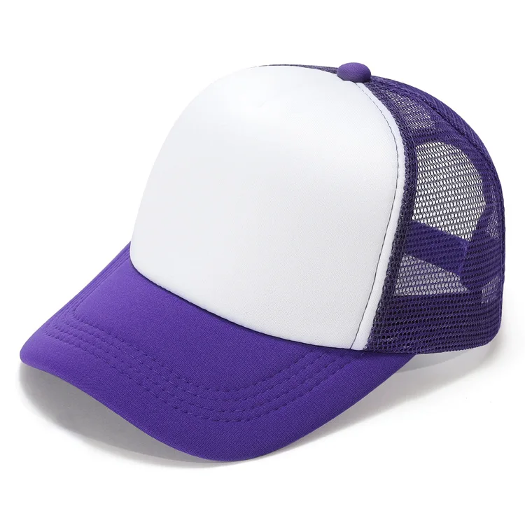 Custom Logo High quality Classic snapback Mesh Sports plain Baseball cap 5 panel Hat foam dark purple trucker hats for man women