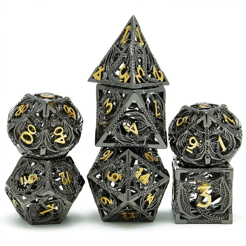 Hollow Metal DND Dice Set DND 7 D D Set For Dungeons Dragon Game Dice