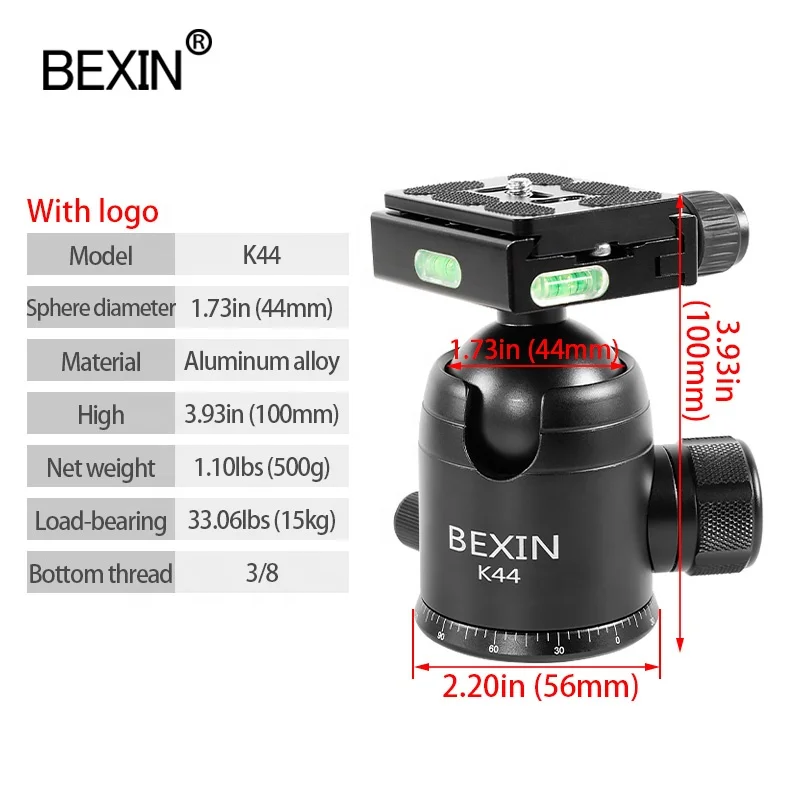 BEXIN Professional Stabilizer Gimbal Tripod Head 360 Degrees Rotatable Panoramic ball head with Plate for DSLR Video Cameras