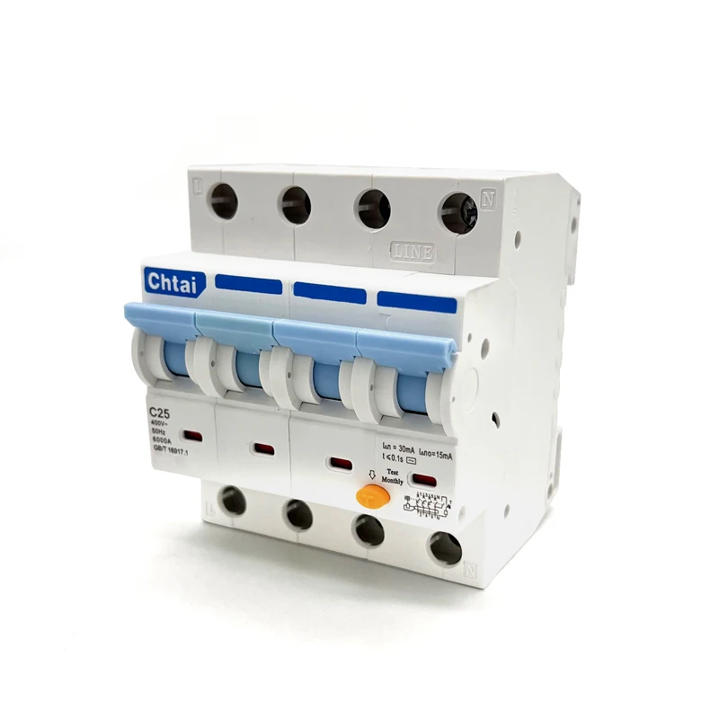 HGB3LE-63 3P + N 6-63Amp C25 4-полюсный автоматический 6KA RCCB недостатка дуги ПРЕРЫВАТЕЛЯ ЦЕПИ остаточный ток выключатели УЗО RCBO ELCB электронный Тип
