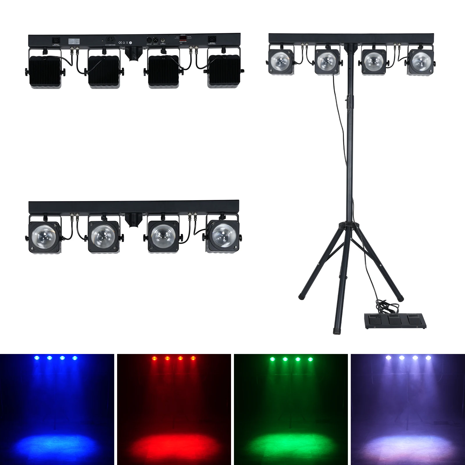 4*30W Rgb Par Light Rgb 3In1 LED Lighting For NightClub Christmas Church Disco Wedding Stage Tripod Stands Par Lights