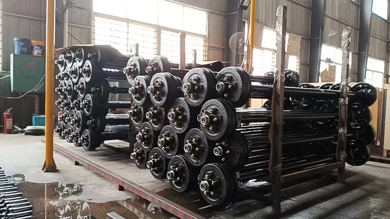 Manufacturer Tourist Trailer Steer Axle Beam Air Suspension Parts With Spindle Assemble