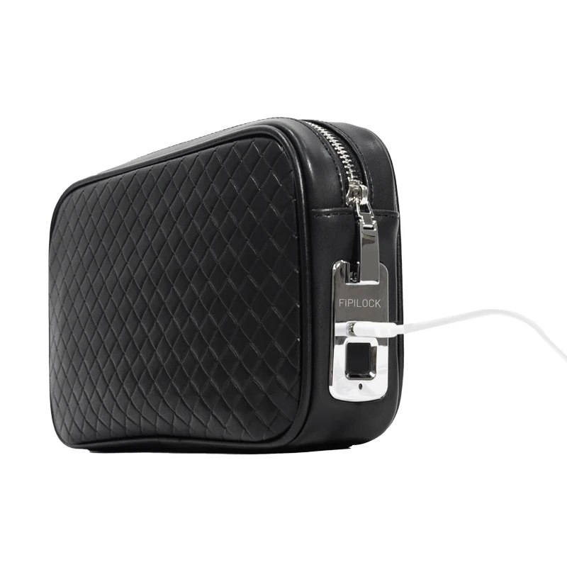 Fingerprint Lock Real Genuine Leather Wallet Biometric Device Smart Anti Theft Business Clutch Purse Men Handbag