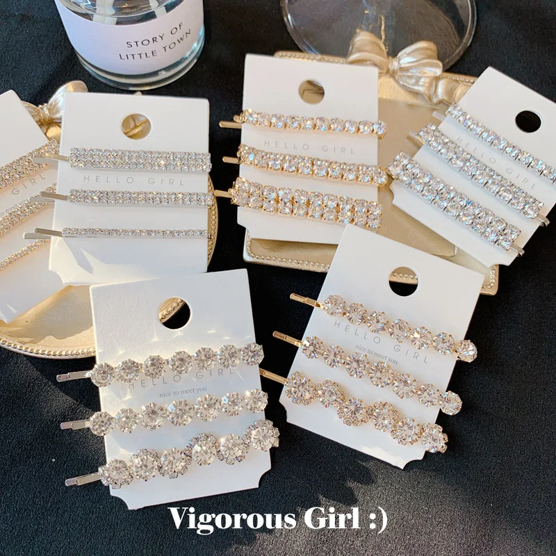 Barlaycs 2021 Design Bling Crystal Rhinestone Bobby Pin Barrette Hair Clips Set for Women Girls Hairpin Table Legs