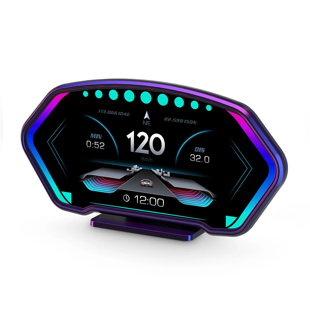 2024 Newest auto gauge hud P3 LCD screen Multi function HUD speedometer GPS OBD2 car head up display