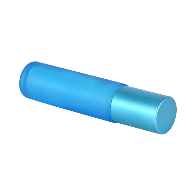 Customized 10ml Transparent Mini Refillable Cylinder Glass Perfume Roll On Bottle With Roller Screw Top Lid