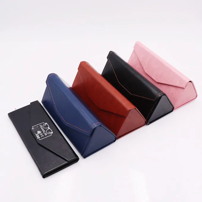 Unisex wholesale microfiber cloth hard sliding box custom logo leather sunglasses case PU slide folding Sunglasses Case