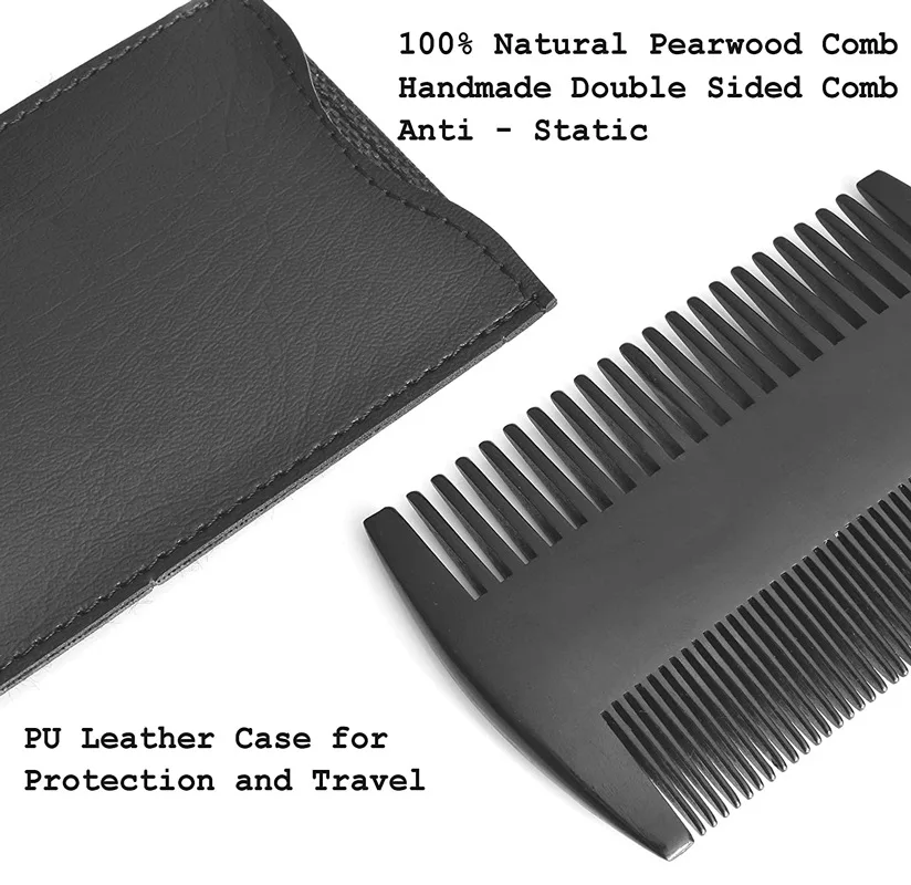 Men Beard  Care Product  Scissors  Wood Comb And Brush Boar Bristle Set Custom Logo Wooden Beard Comb Kit