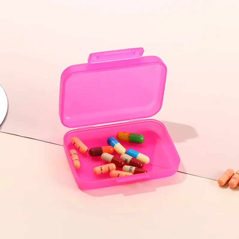 Compact Rectangular Jewelry Box Medicine Case DIY Bead Organizer  Mini Single Grid Plastic Storage Container