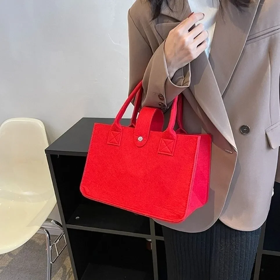 low price womens Handbag wool fabrics felt makeup bag for women ladies felt bag yellow orange red different colors