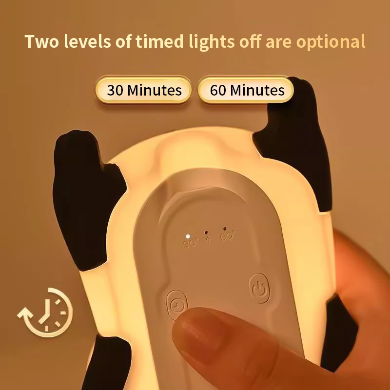 Cute Panda Silicone Night Light RGB LED Color Changeable Sensitive Tap Control Silicone LED Lamp for Baby Kids Adult Bedroom