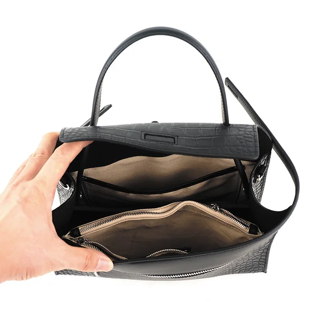 Business Women Bag Croco Pattern Tote Bag Lock Latest Shoulder Hand Bag Luxury Embossed Handbag