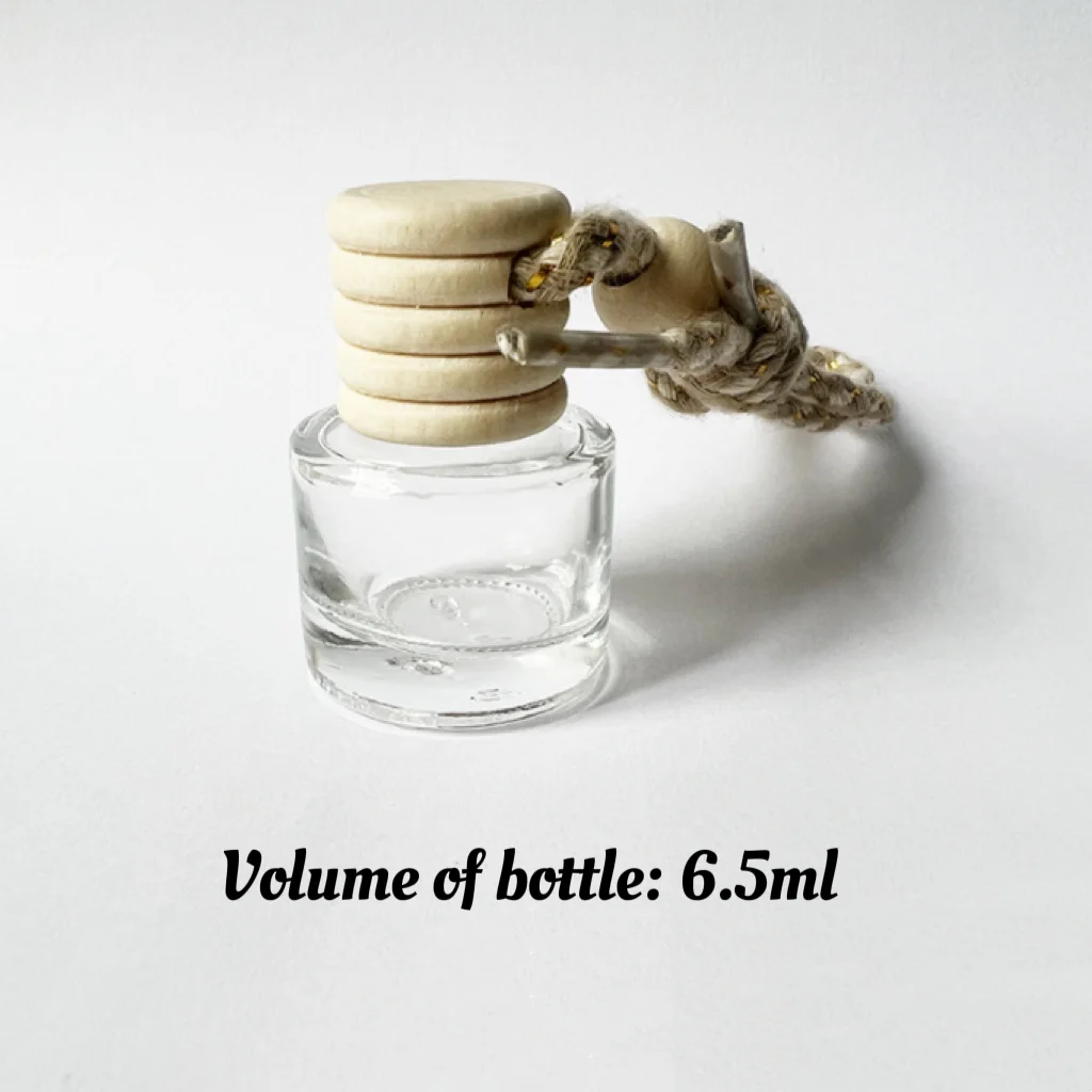 Wholesale round Glass Diffuser Bottle 4ml White Empty Hanging Car Air Freshener with Wooden Lid for Essential Oils