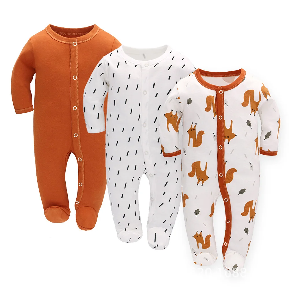 Custom High Quality Bamboo Fiber Fabric Long Sleeve With Zipper Printing Baby Boys Clothing Romper