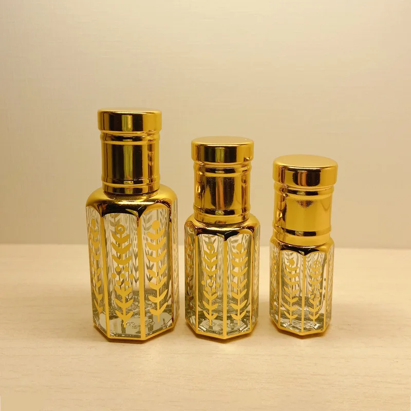 stocked 3ML  6ml 12ml colour octagon attar glass roll on ball perfume bottle / essential oil dropper bottles