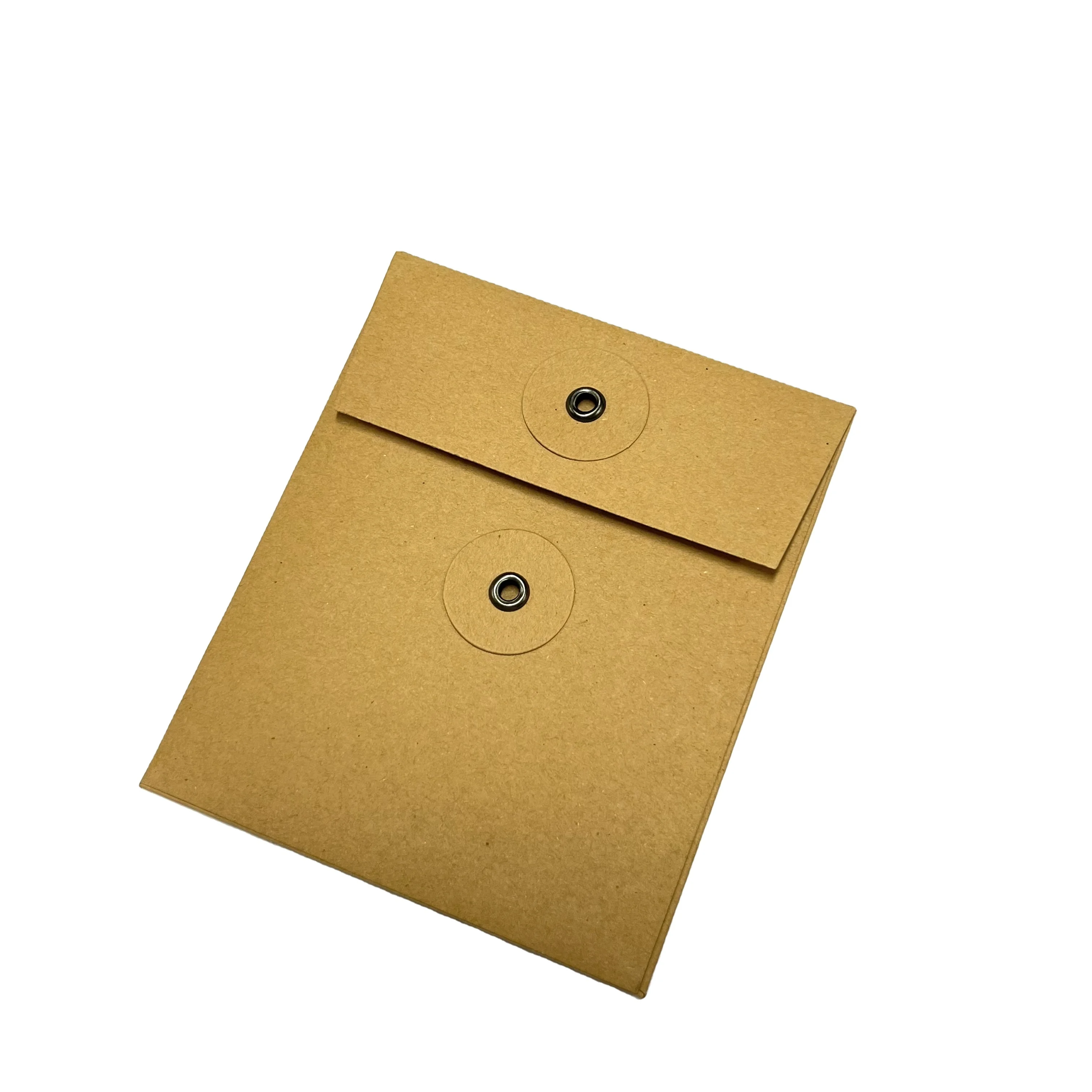 Custom A4 A5 Small Size Cheap Printed Kraft Paper Envelope with Eyelet Button and String Closure