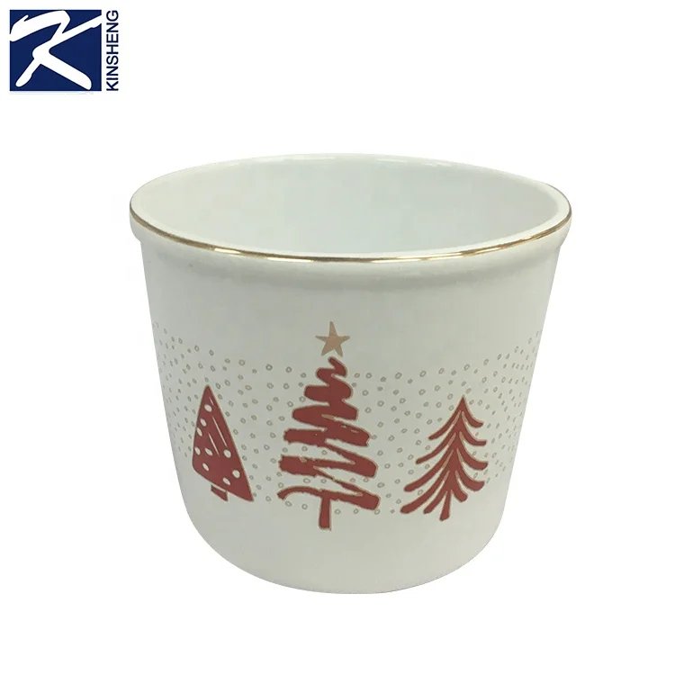 Christmas Tree Pattern White Ceramic Kitchen Decorative Candy Storage Cookie Jar With Lid
