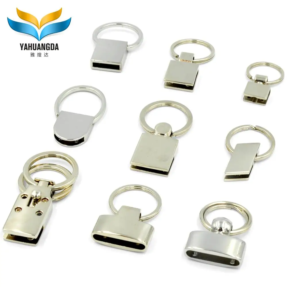 Christmas Gifts Fashionable Promotional Low Price Sliver Custom Fashion Leather Metal Key Chain With Ring HD-0025