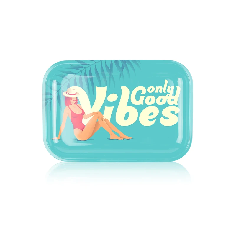 Gunter Wholesale High Quality Fully Custom Logo Printed Plain Tobacco Metal Herb Tin Rolling Tray Smoking Accessories Plates