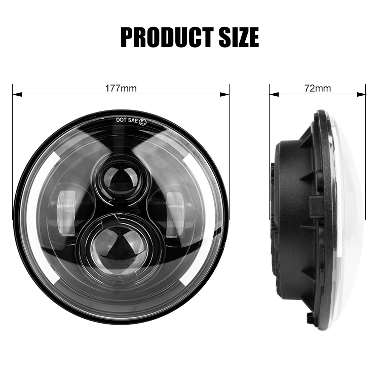 Led Fog Angel Eyes DRL Turning Light Auto RGB Round Headlight 60W 7inch Led Headlight for Motorcycle Cars