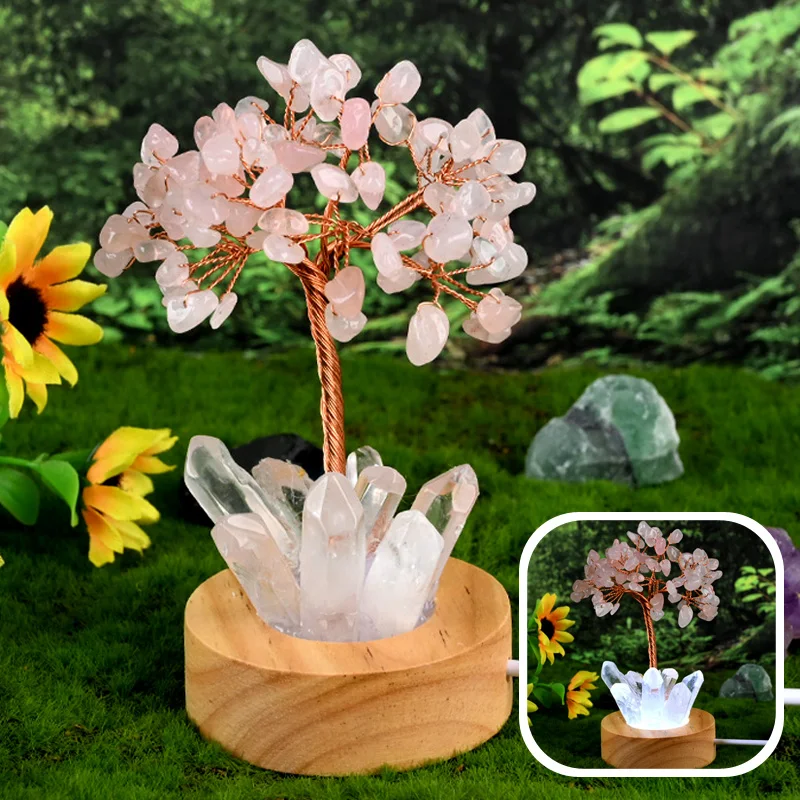 Creative Crystal Christmas Tree Natural Crystal Cluster Lucky Tree