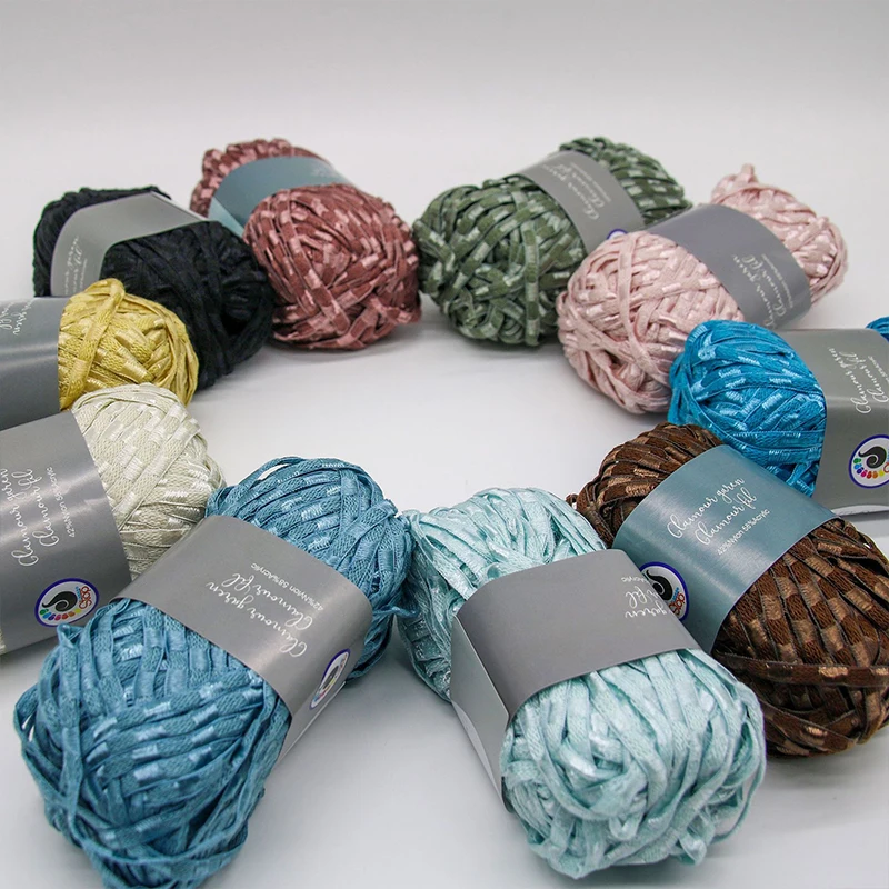 ZENGLONG 42% nylon 58% acrylic 50g flat tape ribbon yarn fancy blended yarns ball custom color DIY hand knitting