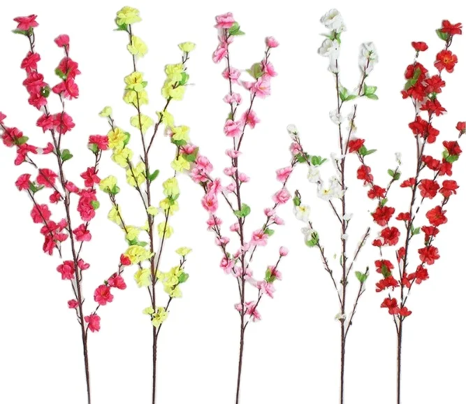 Wholesale Artificial Peach flower Branch Long stem Decorative tree branches for Centerpiece