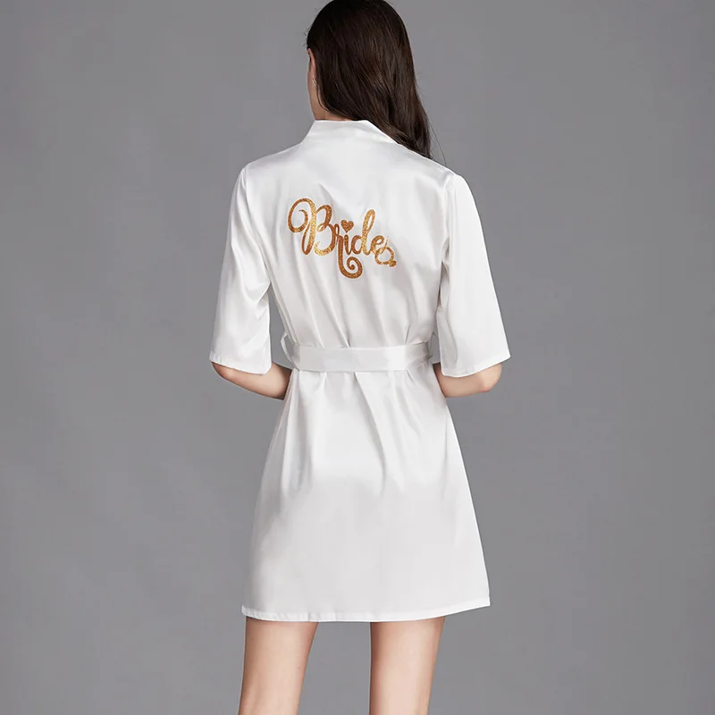 wholesale Multicolor Luxury Ladies Bridesmaid Silk Satin Bride Wholesale Floral Satin Robe