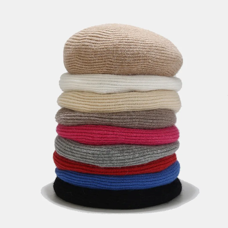 New style women wool knitted berets high quality winter beret hats custom logo crochet hats