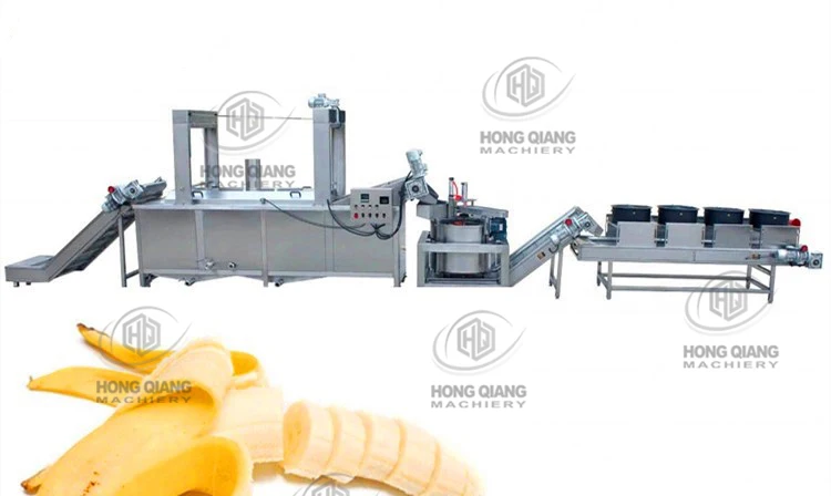 Hongqiang Full automatic continuous potato chips burger namkeen conveyor belt frying machine for food factory