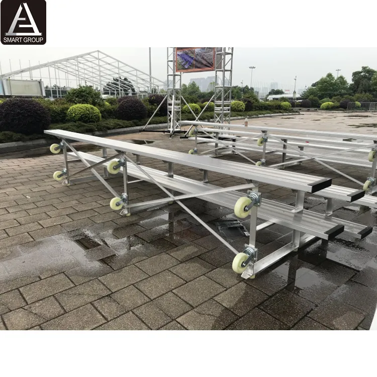 Indoor Gym Tip-N-Roll Bleachers 3 Row 15 Seat Aluminum Bleacher  For Basketball Court